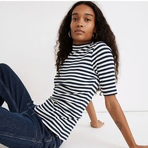 Madewell Mock Neck Striped Shirt